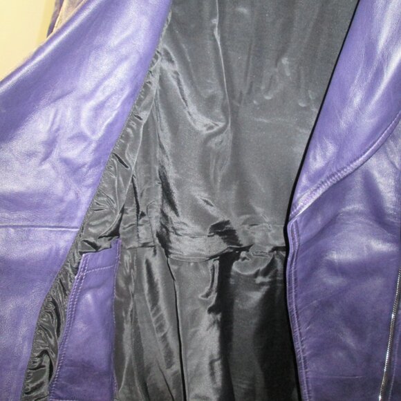 Women's Purple Asymmetrical Leather Peplum Jacket NWOT Sz M - Picture 12 of 12